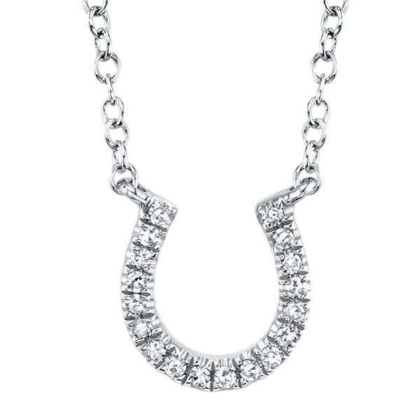 14K White Gold Diamond Horseshoe Necklace Moore Jewelers Laredo, TX