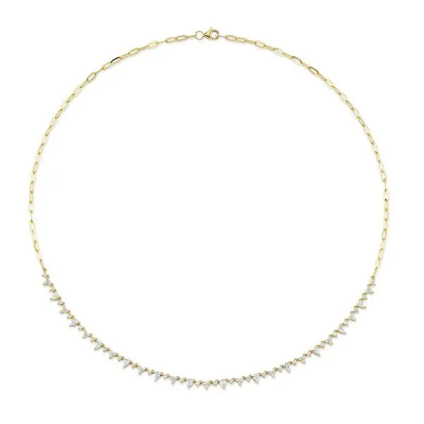 14K Yellow Gold Paper Clip Diamond Necklace Moore Jewelers Laredo, TX