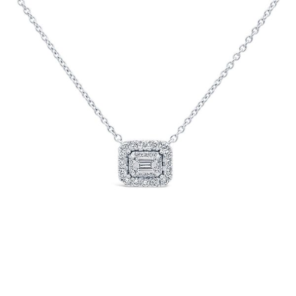 18K White Gold Halo Diamond Fashion Necklace Moore Jewelers Laredo, TX