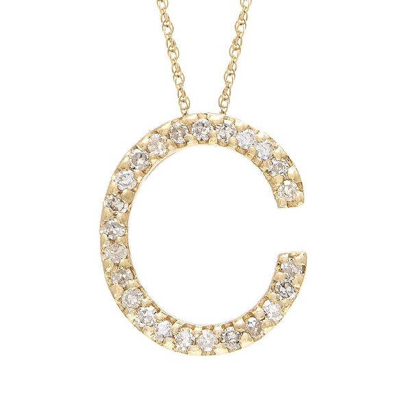 14K Yellow Gold Diamond Initial Necklace Moore Jewelers Laredo, TX