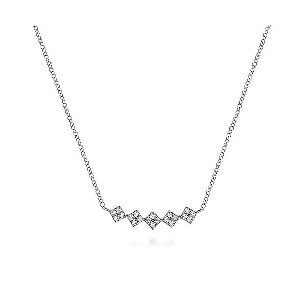 14K White Gold Curved Bar Diamond Necklace Moore Jewelers Laredo, TX