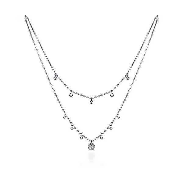 14K White Gold Layered Diamond Necklace Moore Jewelers Laredo, TX