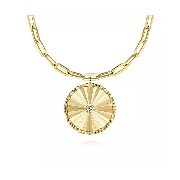 14K Yellow Gold Medallion Diamond Necklace Moore Jewelers Laredo, TX