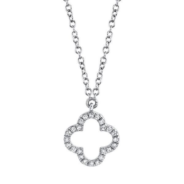 14K White Gold Open Clover Diamond Necklace Moore Jewelers Laredo, TX