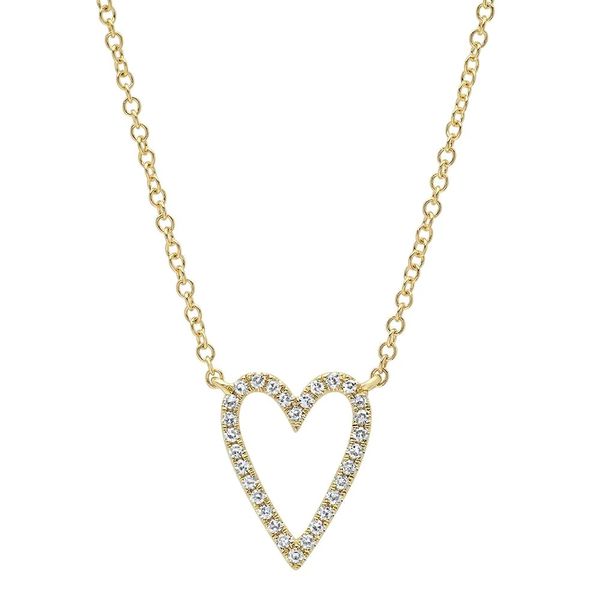 14K Yellow Gold Open Heart Diamond Necklace Moore Jewelers Laredo, TX
