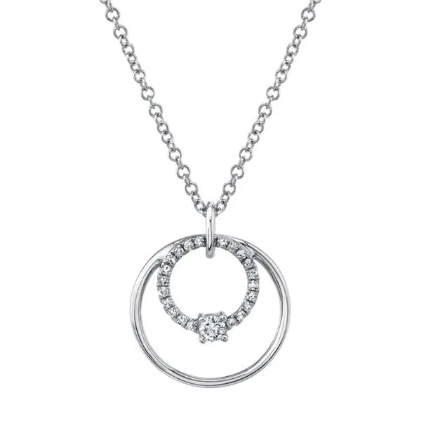 14K White Gold Circle Diamond Necklace Moore Jewelers Laredo, TX