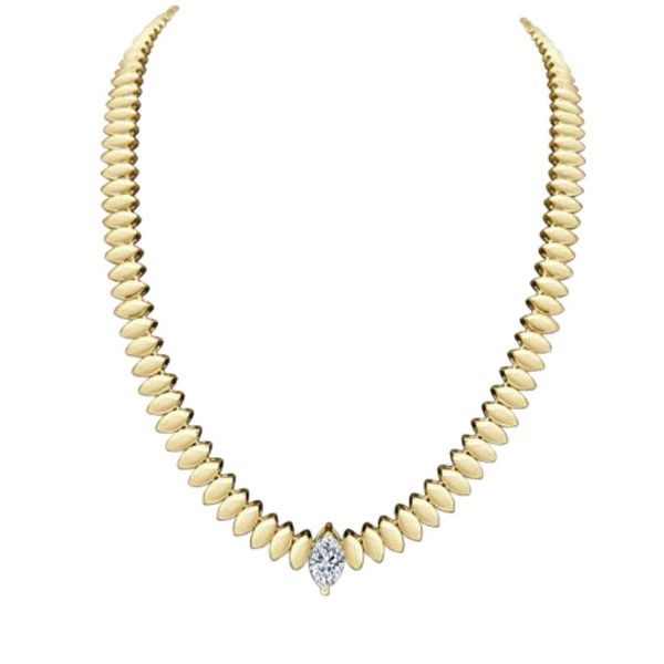 18K Yellow Gold Solitaire Diamond Necklace Moore Jewelers Laredo, TX