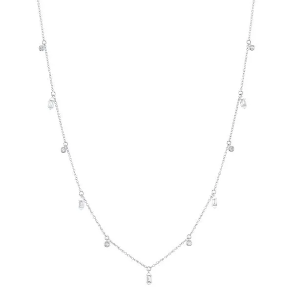 14K White Gold Dangle Bezel Diamond Necklace Moore Jewelers Laredo, TX