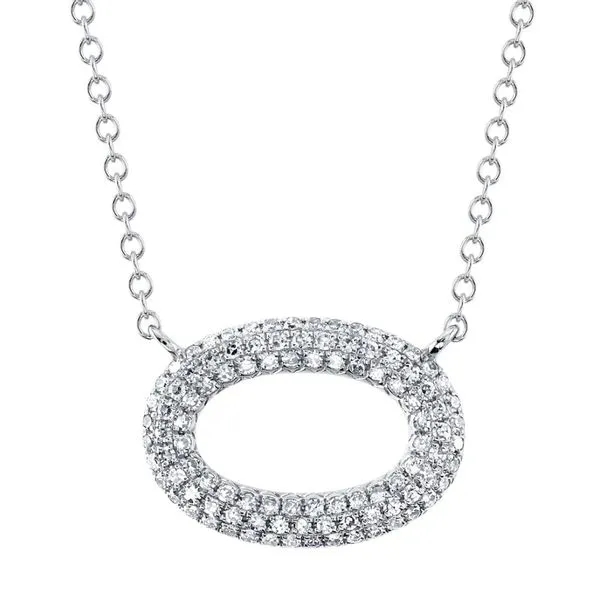 14K White Gold Diamond Oval Necklace Moore Jewelers Laredo, TX