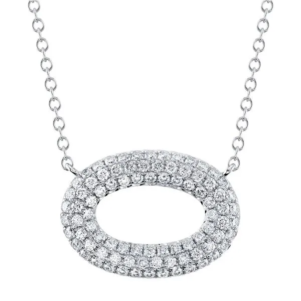 14K White Gold Oval Diamond Necklace Moore Jewelers Laredo, TX