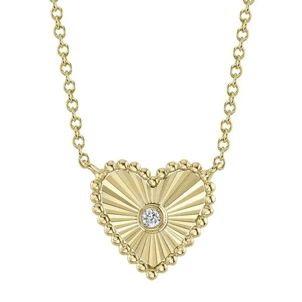 14K Yellow Gold Fluted Heart Necklace Moore Jewelers Laredo, TX