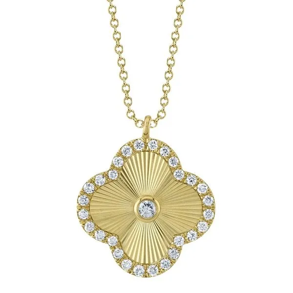 14K Yellow Gold Fluted Clover Necklace Moore Jewelers Laredo, TX