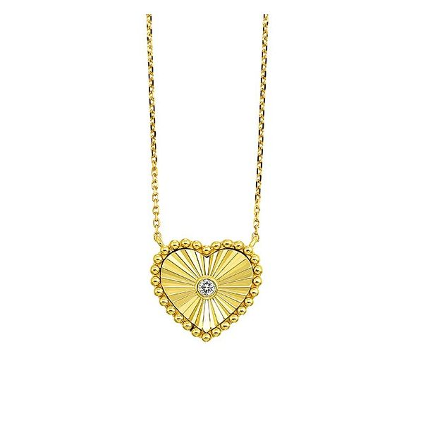 10K Yellow Gold Fluted Heart Necklace Moore Jewelers Laredo, TX