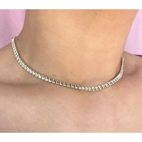 14K Yellow Gold Wave Tennis Necklace With 1.41Tw Round G/H, SI1 Diamonds, 17in. Image 2 Moore Jewelers Laredo, TX