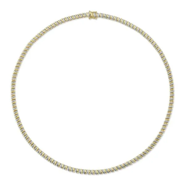 14K Yellow Gold Wave Tennis Necklace With 1.41Tw Round G/H, SI1 Diamonds, 17in. Moore Jewelers Laredo, TX