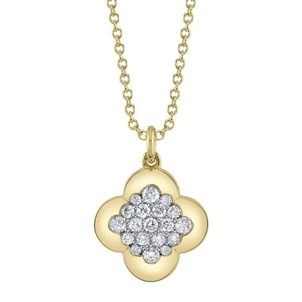 14K Yellow Gold Bubble Clover Pave Necklace Moore Jewelers Laredo, TX
