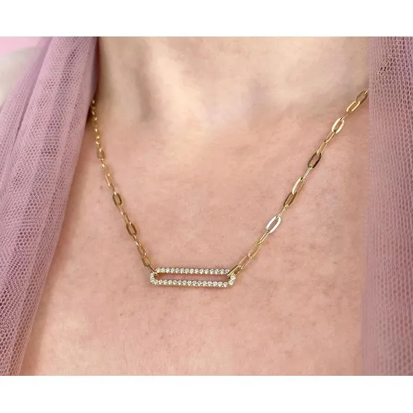 14K Yellow Gold Bar Diamond Necklace Image 2 Moore Jewelers Laredo, TX