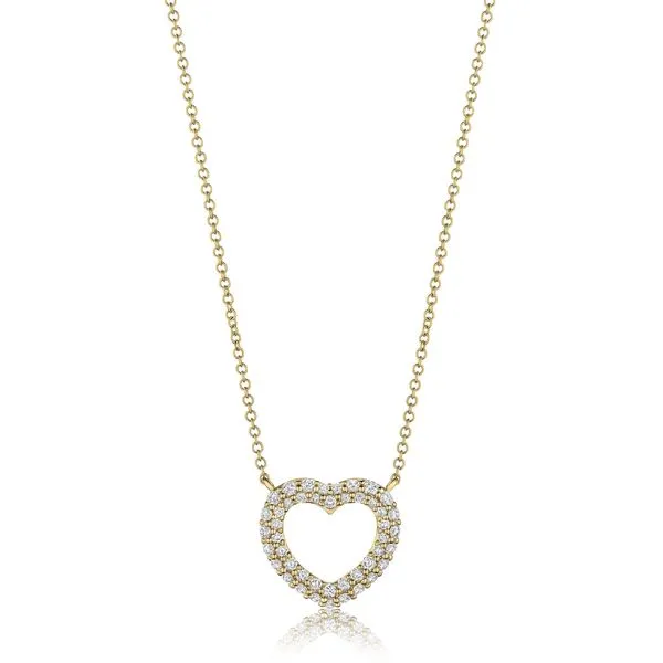 14K Yellow Gold Pave Heart Necklace Moore Jewelers Laredo, TX