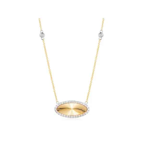 Two Tone 14K Y/W Fluted Oval Diamond Necklace Moore Jewelers Laredo, TX