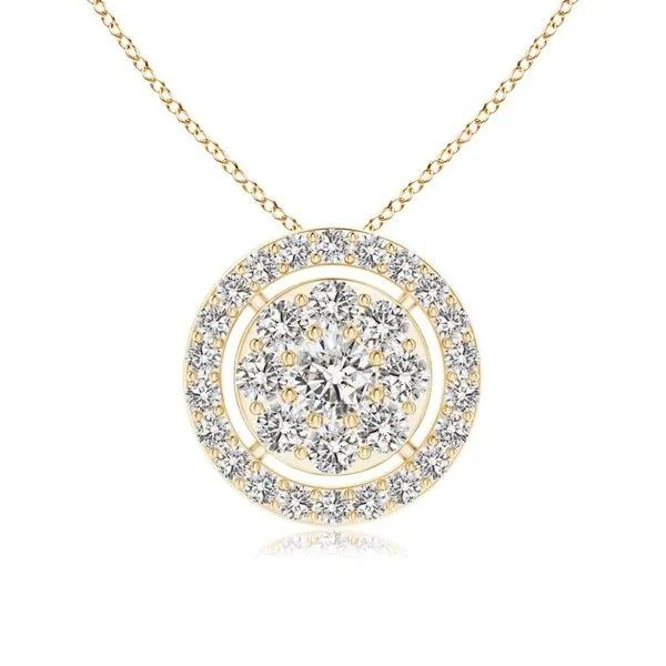 14K Yellow Gold Diamond Halo Composite Necklace Moore Jewelers Laredo, TX