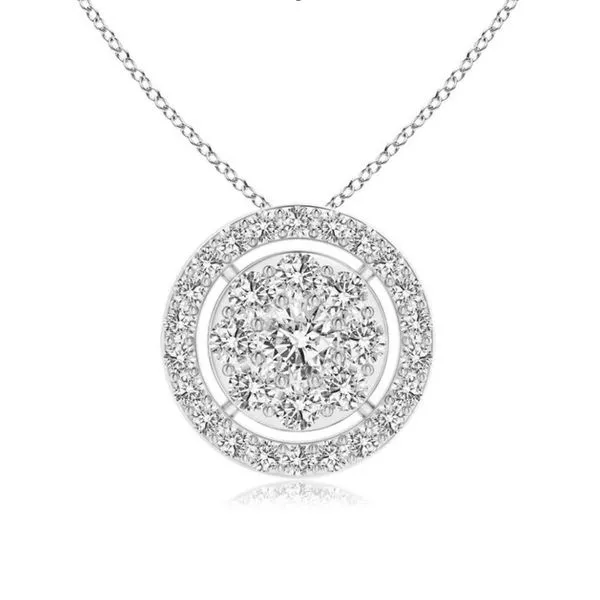 14K Yellow Gold Diamond Halo Necklace Moore Jewelers Laredo, TX