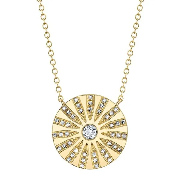 14K Yellow Gold Diamond Medallion Necklace Moore Jewelers Laredo, TX