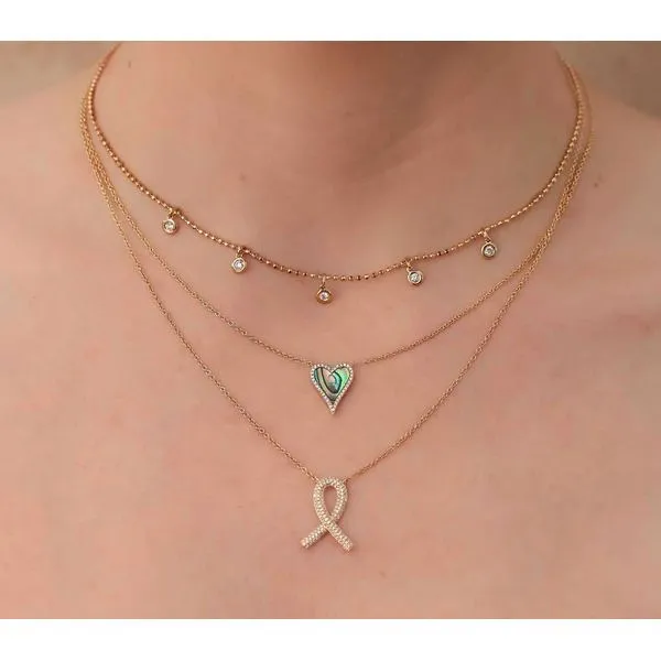 14K Yellow Gold Pave Diamond Ribbon Necklace Image 2 Moore Jewelers Laredo, TX