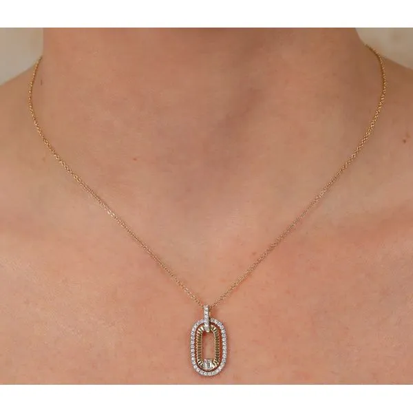 14K Yellow Gold Oval Diamond Drop Necklace Image 2 Moore Jewelers Laredo, TX