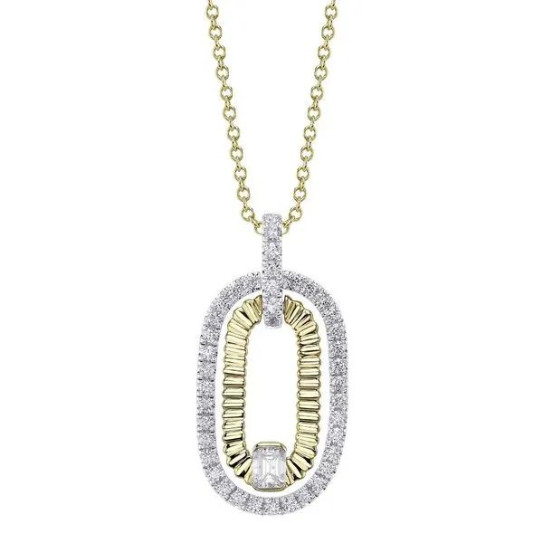 14K Yellow Gold Oval Diamond Drop Necklace Moore Jewelers Laredo, TX