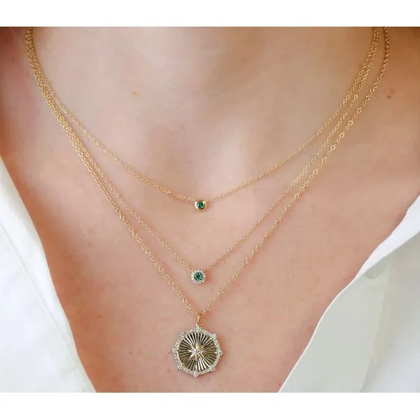 14K Yellow Gold Medallion Diamond Star Necklace Image 2 Moore Jewelers Laredo, TX