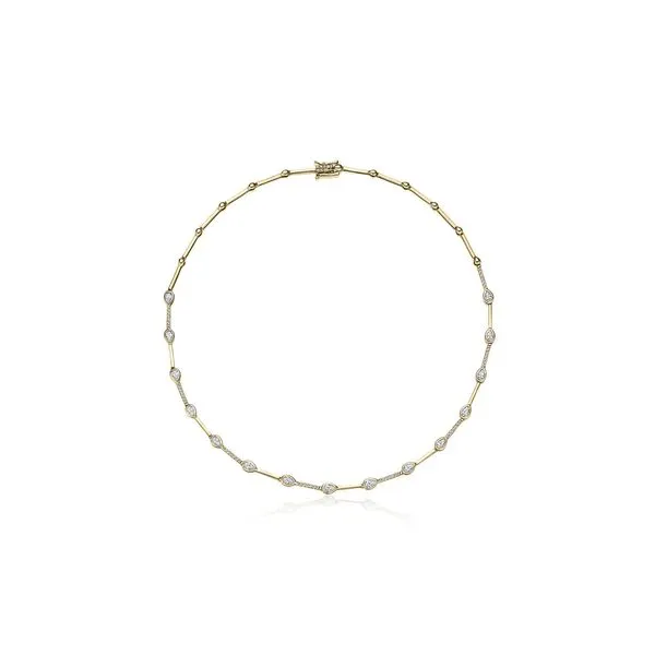 14K Yellow Gold Diamond Station Necklace Image 2 Moore Jewelers Laredo, TX