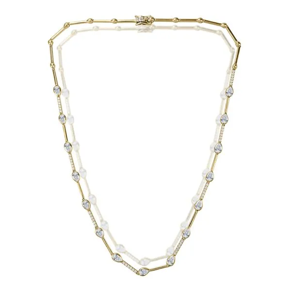 14K Yellow Gold Diamond Station Necklace Moore Jewelers Laredo, TX