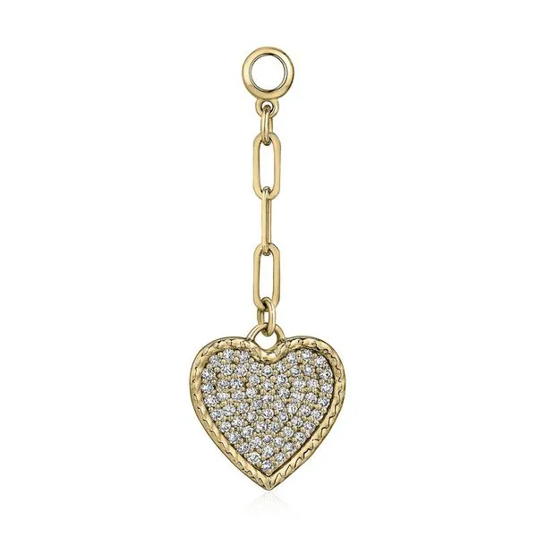 14K Yellow Gold Paper Clip Chain And Pave Heart Necklace Moore Jewelers Laredo, TX