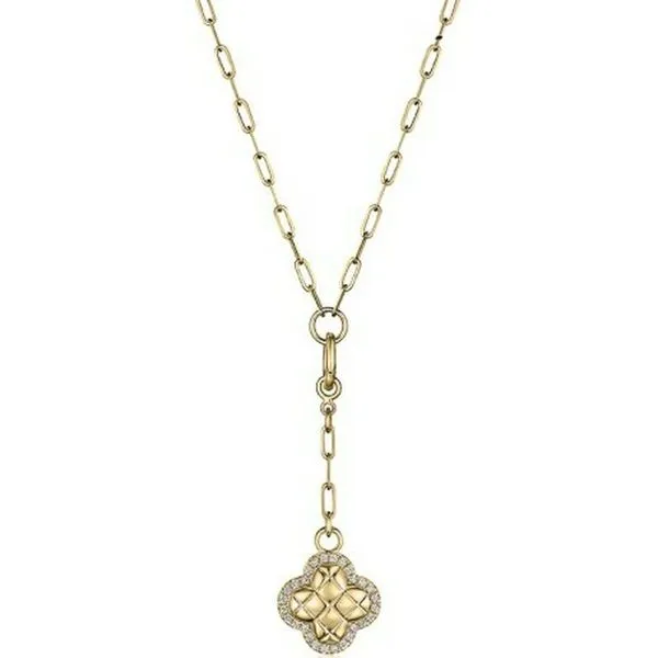 14K Yellow Gold Quilted Clover Diamond Necklace Moore Jewelers Laredo, TX