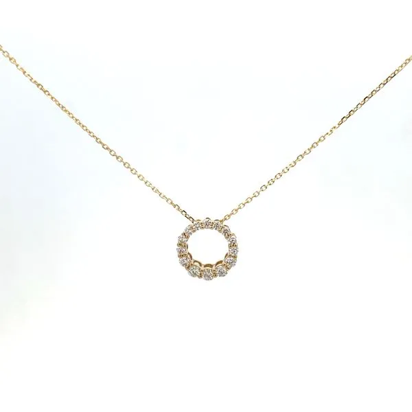 14K Yellow Gold Circle Diamond Necklace Moore Jewelers Laredo, TX