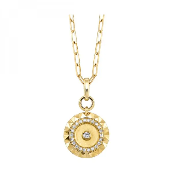 14K Yellow Gold Medallion Diamond Necklace Moore Jewelers Laredo, TX