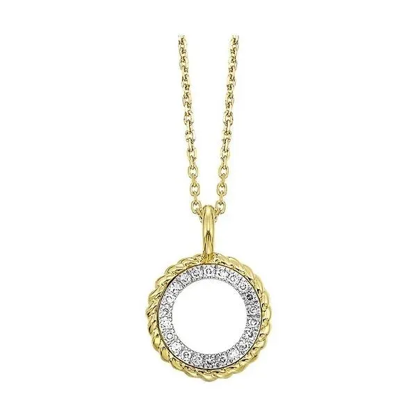 14K Yellow Gold Rope Circle Diamond Necklace Moore Jewelers Laredo, TX