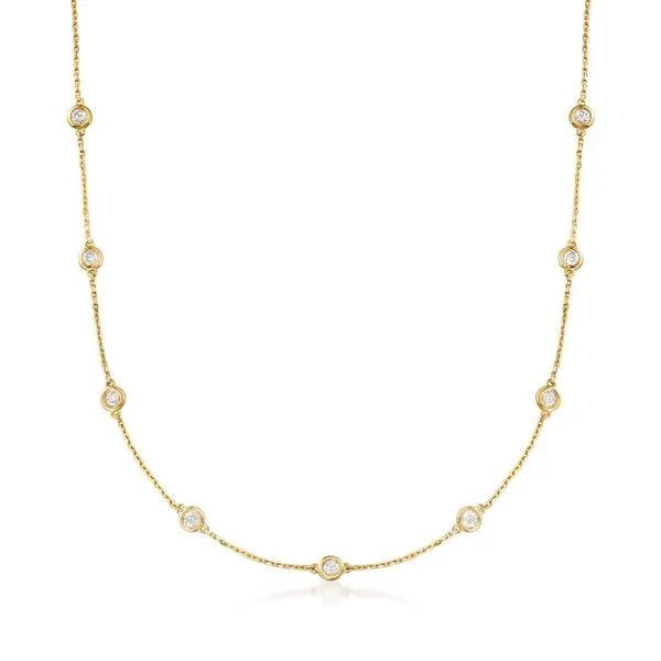 14K Yellow Gold Diamonds By The Yard Necklace Moore Jewelers Laredo, TX