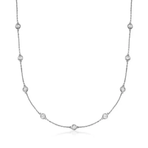 14K White Gold Diamonds By The Yard Necklace Moore Jewelers Laredo, TX