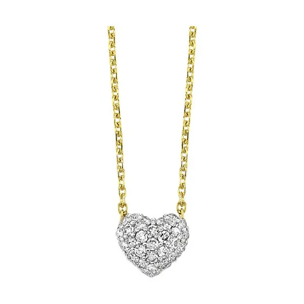 14K Yellow Gold Puff Pave Heart Necklace Moore Jewelers Laredo, TX