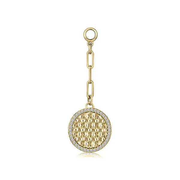 14K Yellow Gold Paper Clip Chain And Quilted Medallion Necklace Moore Jewelers Laredo, TX