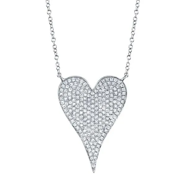 14K White Gold Pave Heart Necklace Moore Jewelers Laredo, TX
