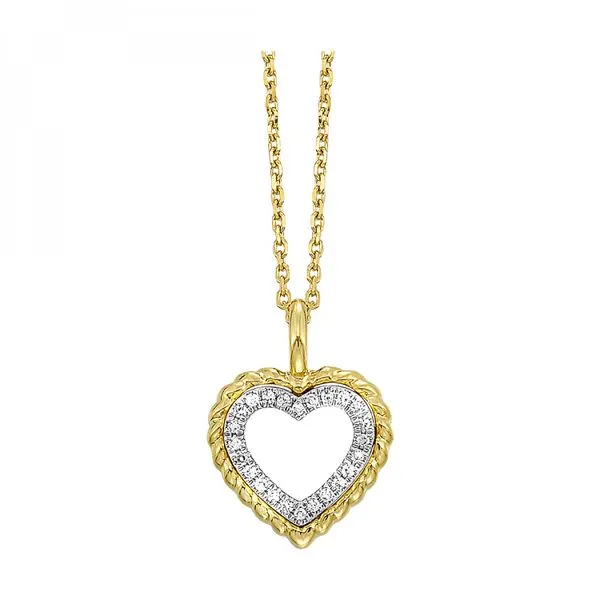 14K Yellow Gold Rope Heart Diamond Necklace Moore Jewelers Laredo, TX