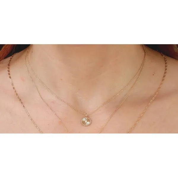 14K Yellow Gold Small Fluted Diamond Medallion Necklace Image 2 Moore Jewelers Laredo, TX