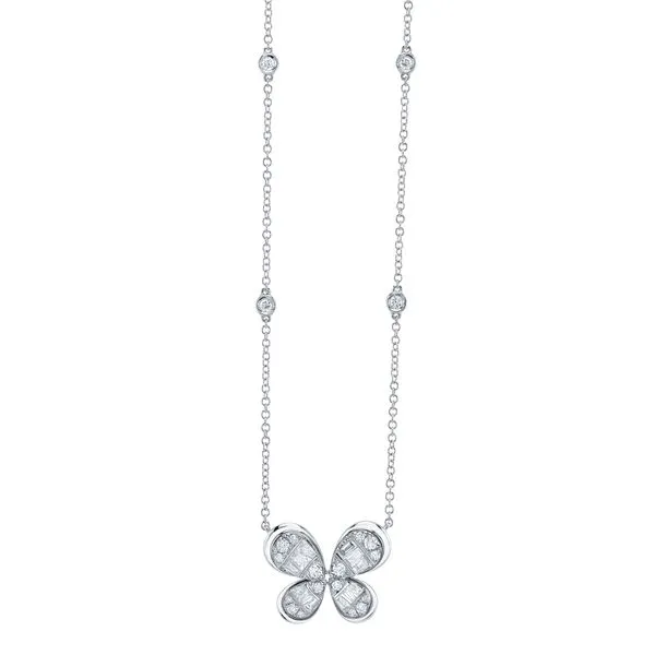 14K White Gold Butterfly Diamond Necklace Moore Jewelers Laredo, TX