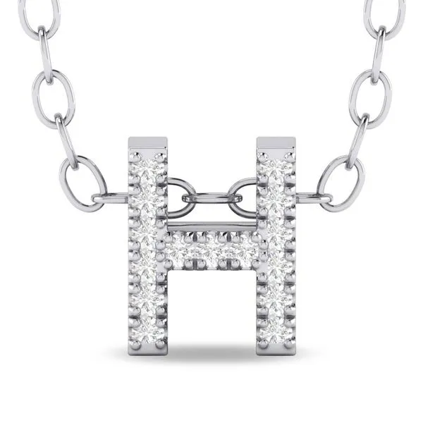 10K White Gold Diamond Initial Necklace Moore Jewelers Laredo, TX