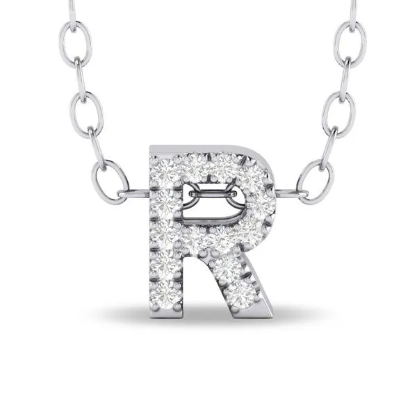 10K White Gold Diamond Initial Necklace Moore Jewelers Laredo, TX