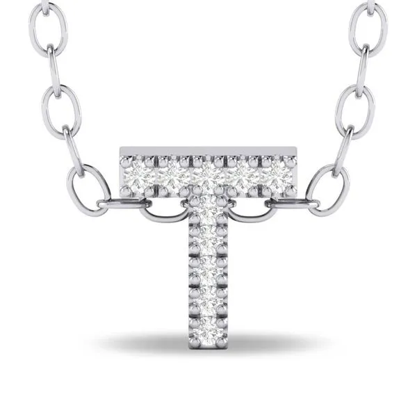 10K White Gold Diamond Initial Necklace Moore Jewelers Laredo, TX