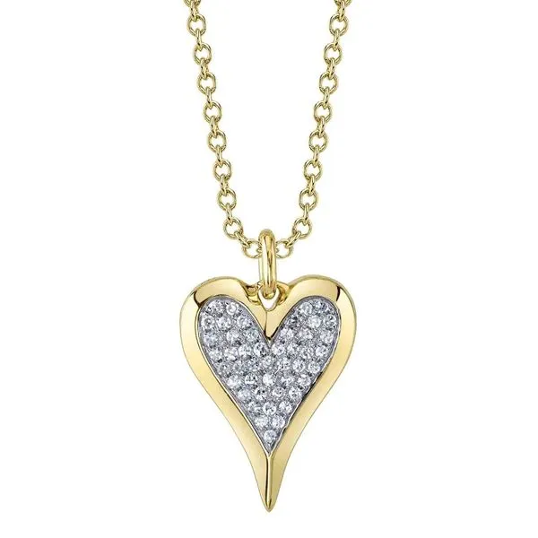 14K Yellow Gold Pave Diamond Heart Necklace Moore Jewelers Laredo, TX