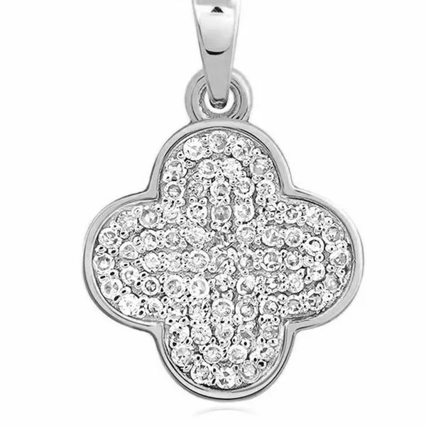 14K White Gold Pave Clover Necklace Moore Jewelers Laredo, TX